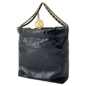 Chanel Black Mini Shoulder 22 Calfskin Bag